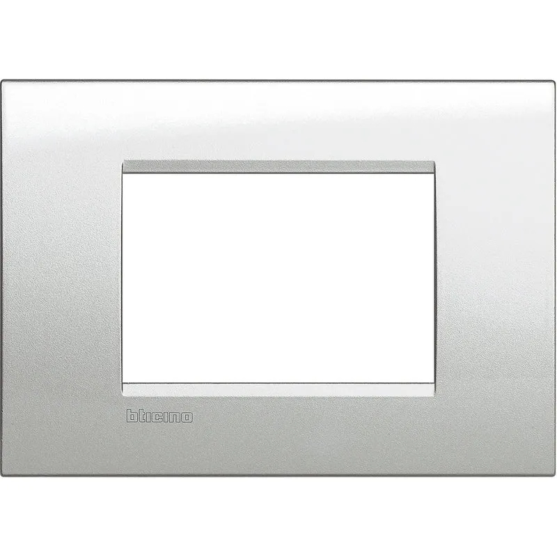 BTICINO LNA4803GL - Placca quadra 3 moduli - argento lunare - materiale metallo