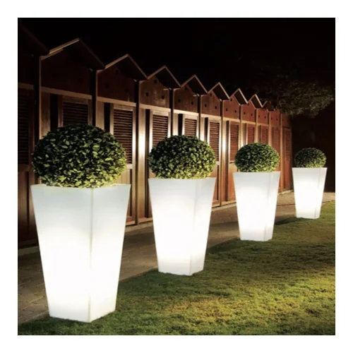 Vaso Luminoso Cubo LED Solare da Esterno Arkema Quadro 102cm – SL