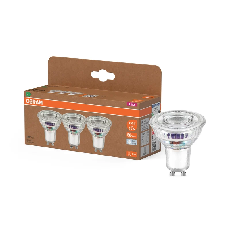 OSRAM Lampada riflettore LED di classe energetica, 2.5W, 450lm, EEK A, Bianco freddo, GU10