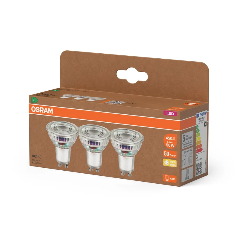 OSRAM Energy Class LED-Reflektor-Lampe, 2.5W, 450lm, GU10, Warmweiß