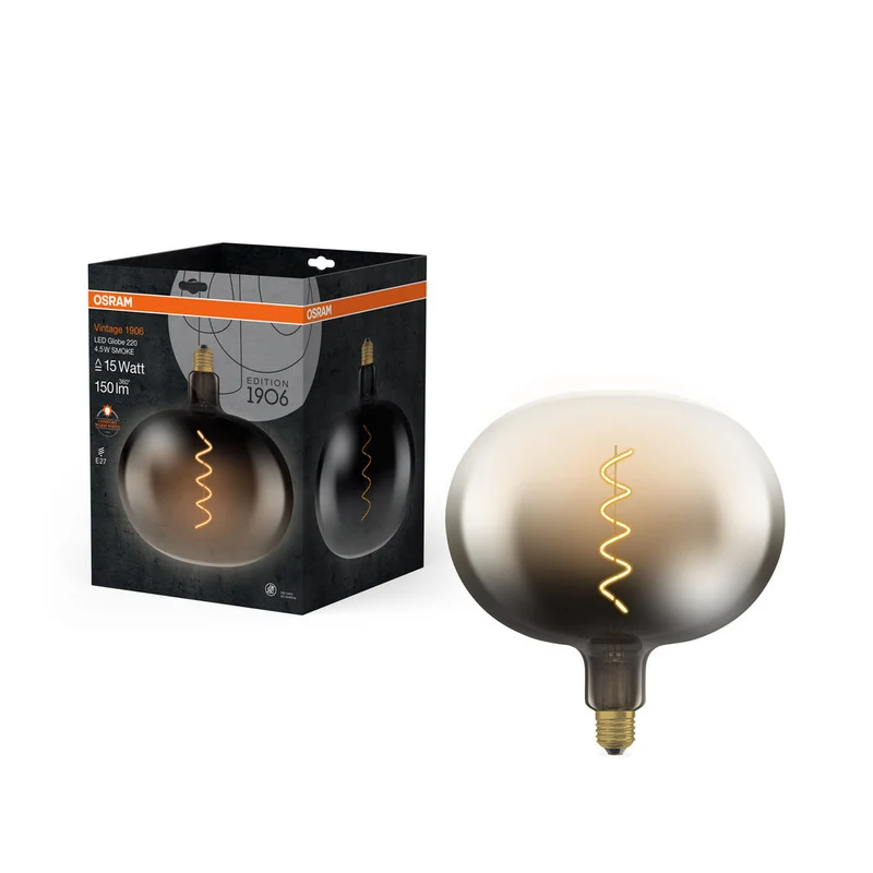 OSRAM Vintage 1906® LED GRANDE GLOBO DECORATIVO Lampada LED Fumo, 4.5W, 150lm, Bianco caldo comfort, E27