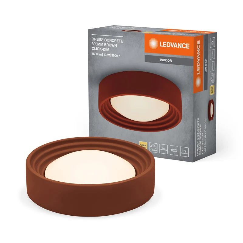 LEDVANCE ORBIS Plafoniera in cemento 300mm 13W 800lm marrone