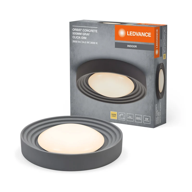 LEDVANCE ORBIS Plafoniera in cemento 500mm 24,5W grigia