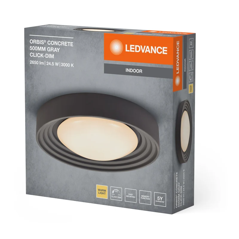 LEDVANCE ORBIS Plafoniera in cemento 500mm 24,5W grigia