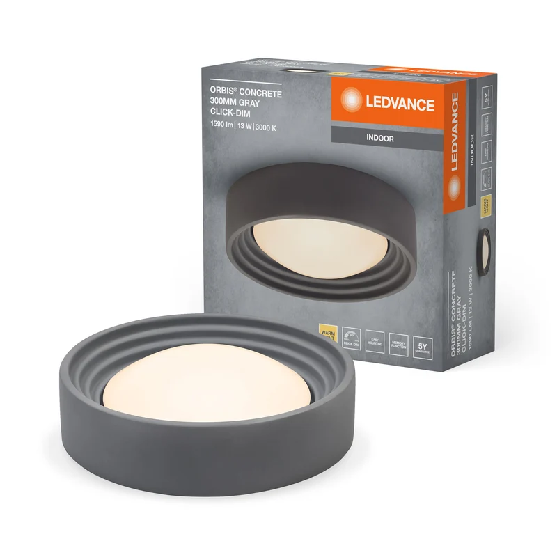 LEDVANCE ORBIS Plafoniera in cemento 300mm 13W 800lm grigia