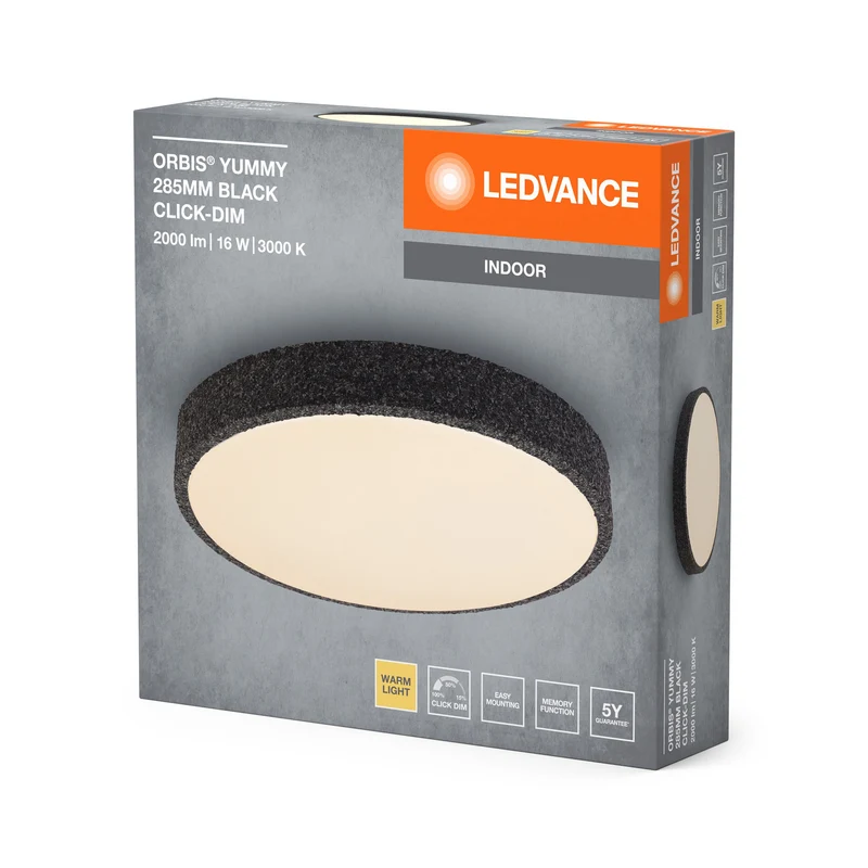 Lampada da soffitto LEDVANCE ORBIS Yummy 16W 285mm dimmerabile nera