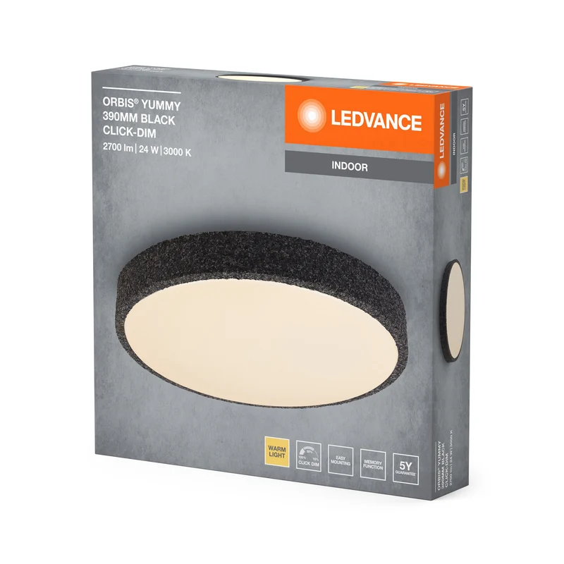 Lampada da soffitto LEDVANCE ORBIS Yummy 24W 390mm dimmerabile nera