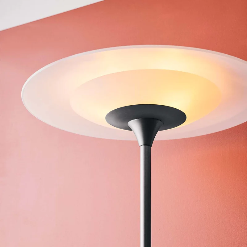 BARONI - Lampadaire en verre opale et métal, style vintage et scandinave
