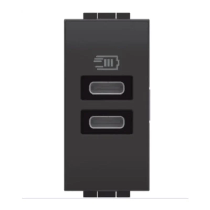 BTICINO L4191CC - LivingLight - Caricatore USB tipo C con 2 uscite tensione 5 Vdc - Antracite