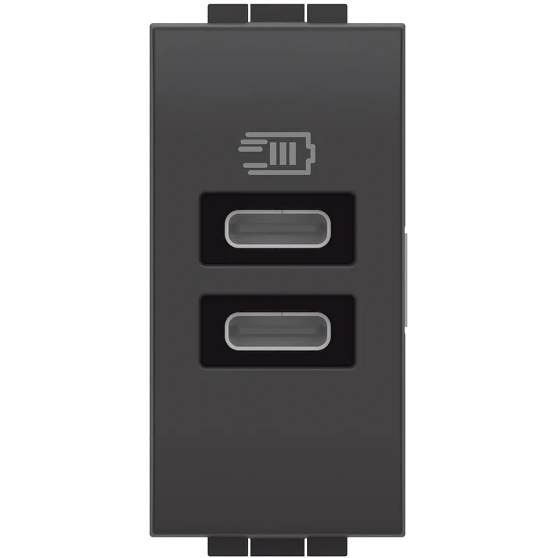 BTICINO L4191CC - LivingLight - Caricatore USB tipo C con 2 uscite tensione 5 Vdc - Antracite