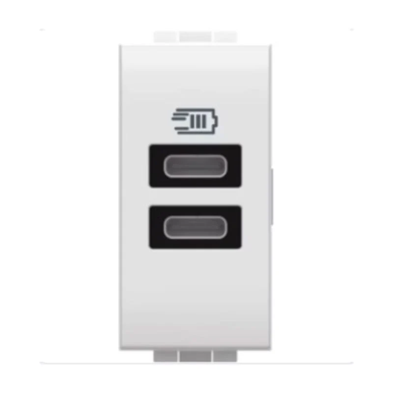 BTICINO N4191CC - LivingLight - Caricatore USB tipo C con 2 uscite tensione 5 Vdc - Bianco