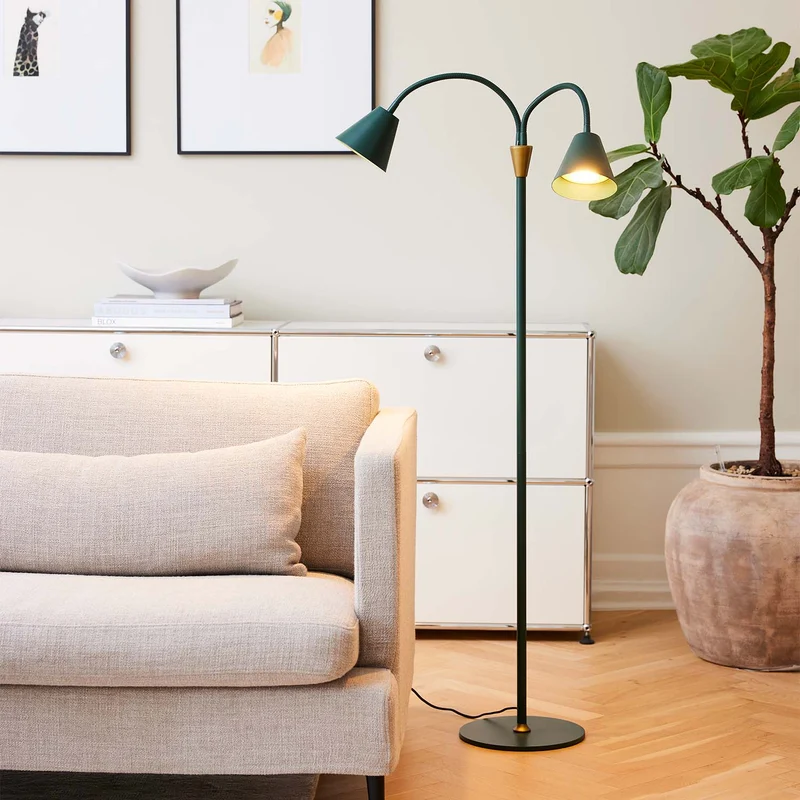 HYGGE - Lampadaire à double abat-jour en métal, style contemporain et industriel