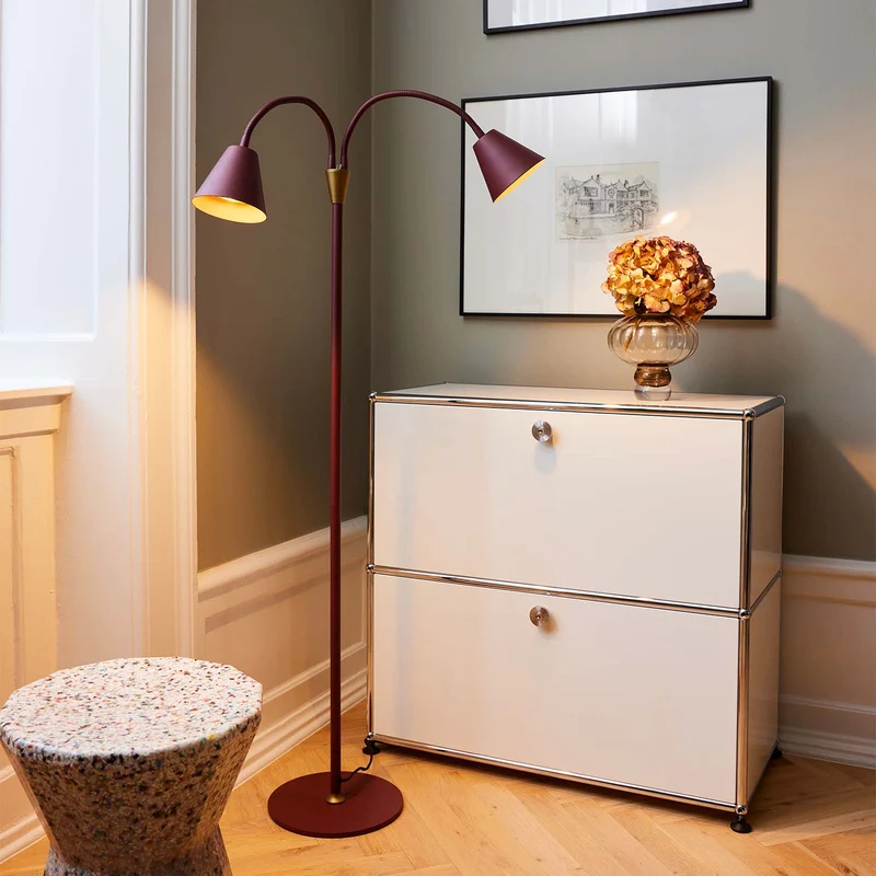 HYGGE - Lampadaire à double abat-jour en métal, style contemporain et industriel