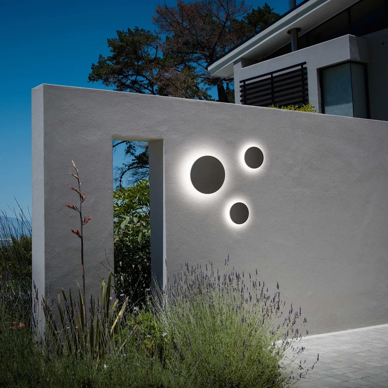 Punto - Applique murale LED rond d’extérieur en aluminium, style contemporain