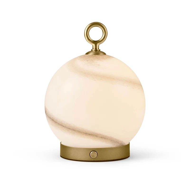 STOCKHOLM - Lampe nomade LED en verre marbré et métal, style vintage