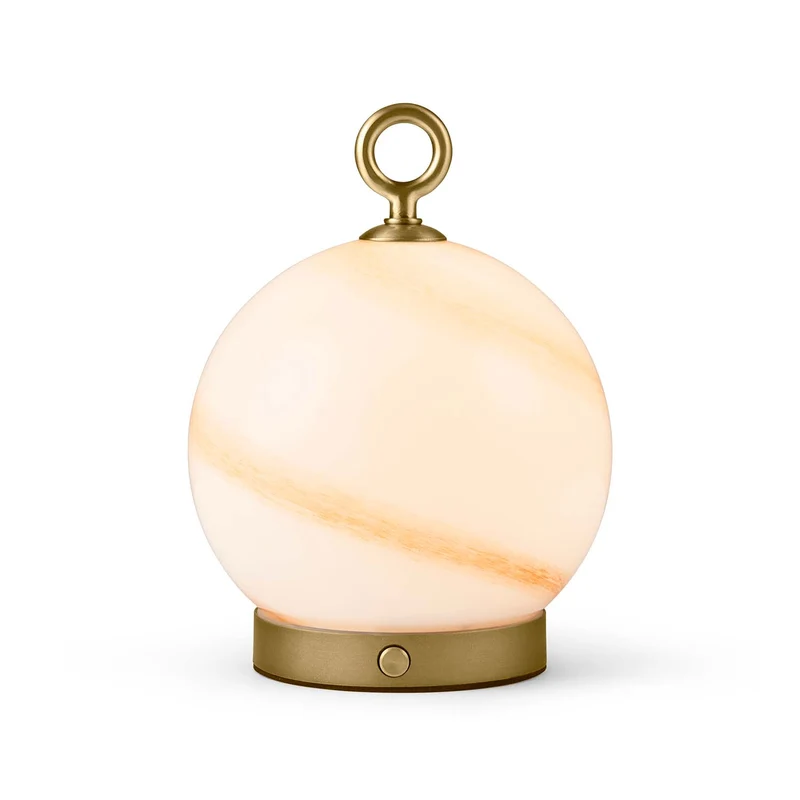 STOCKHOLM - Lampe nomade LED en verre marbré et métal, style vintage