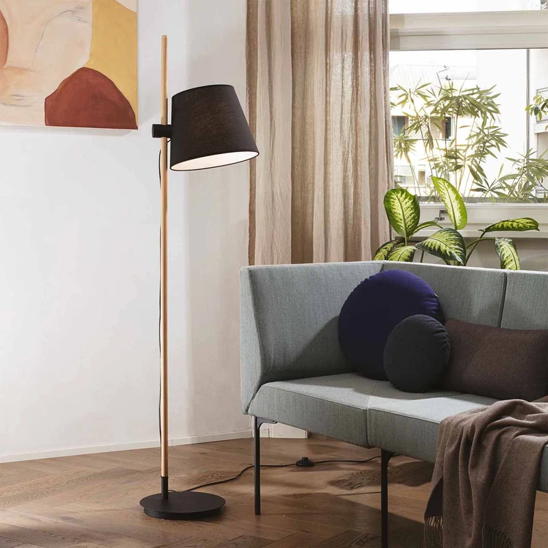 AXEL - Lampadaire en bois et tissu, style scandinave