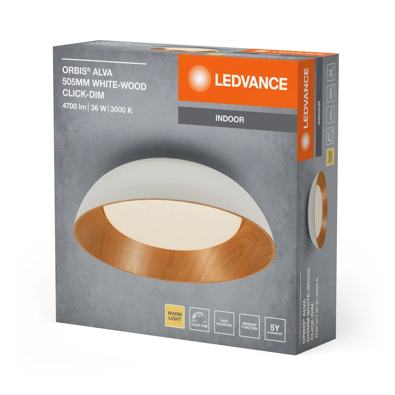 Plafoniera LEDVANCE ORBIS Alva 36W 505mm bianco/legno