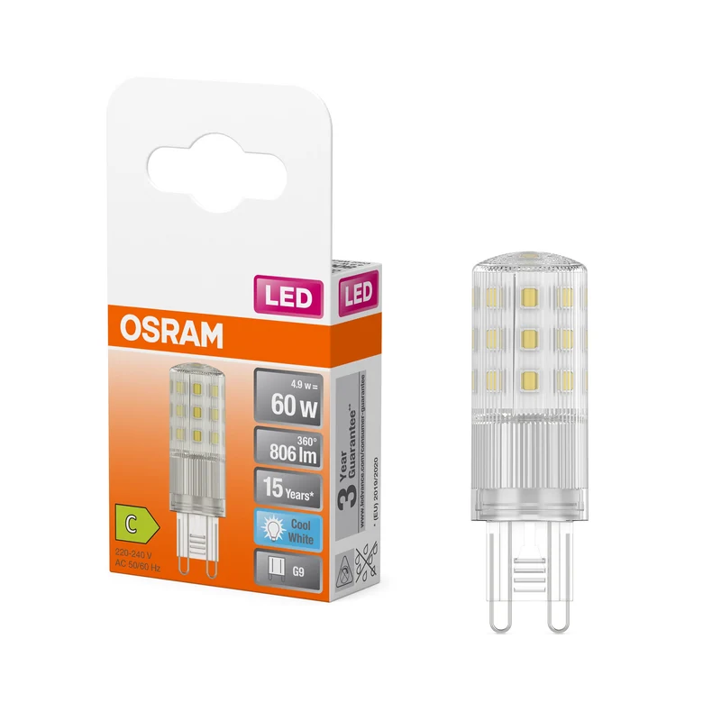 OSRAM LED lampadina a spillo PIN, 4.9W, 806lm, G9, 4000K, bianco freddo