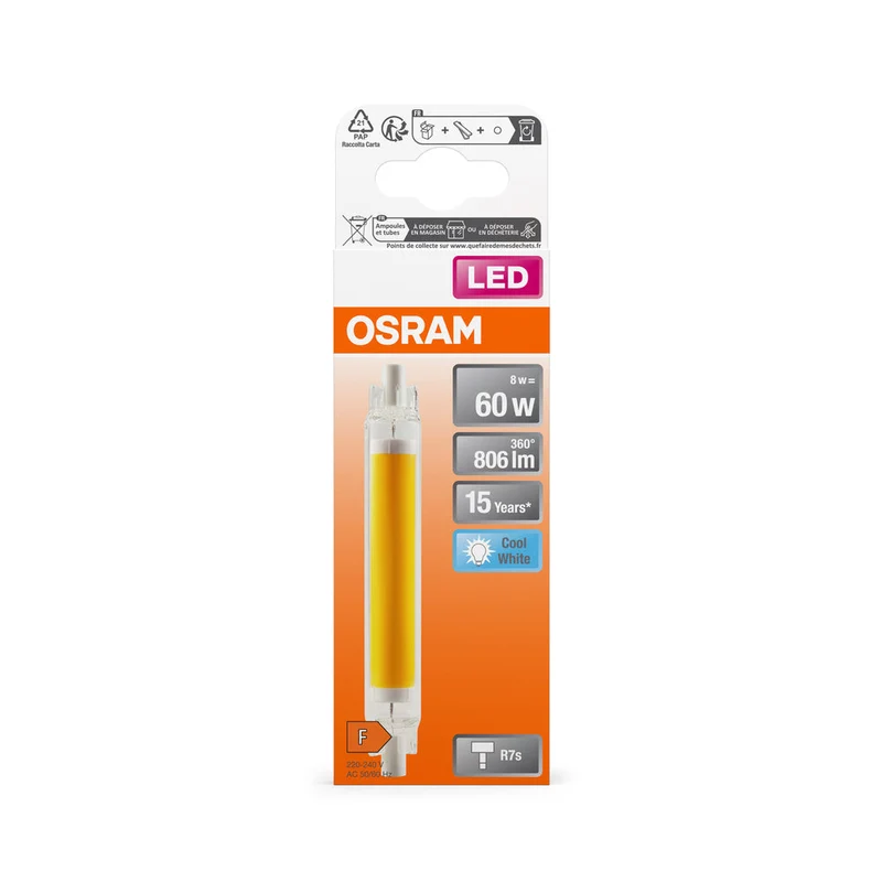 OSRAM LED Slim Line Lampada, 8W, 806lm, R7s, Bianco freddo 4000K