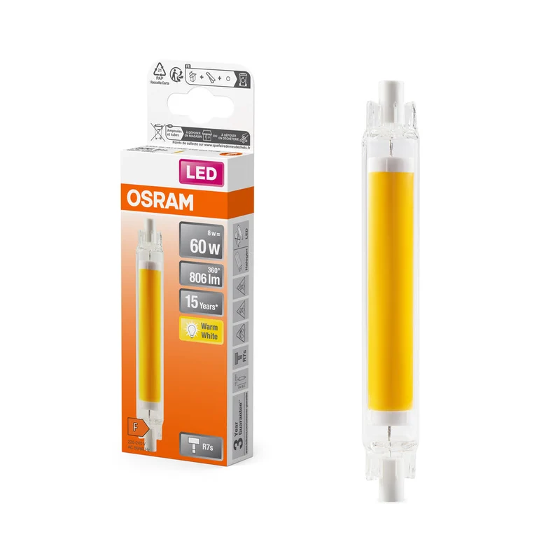 OSRAM LED Slim Line Lampada, 8W, 806lm, R7s, Bianco caldo 2700K