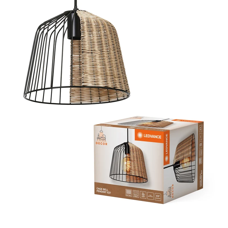 LEDVANCE DECOR Lampada a sospensione a gabbia a campana, nero/marrone, E27