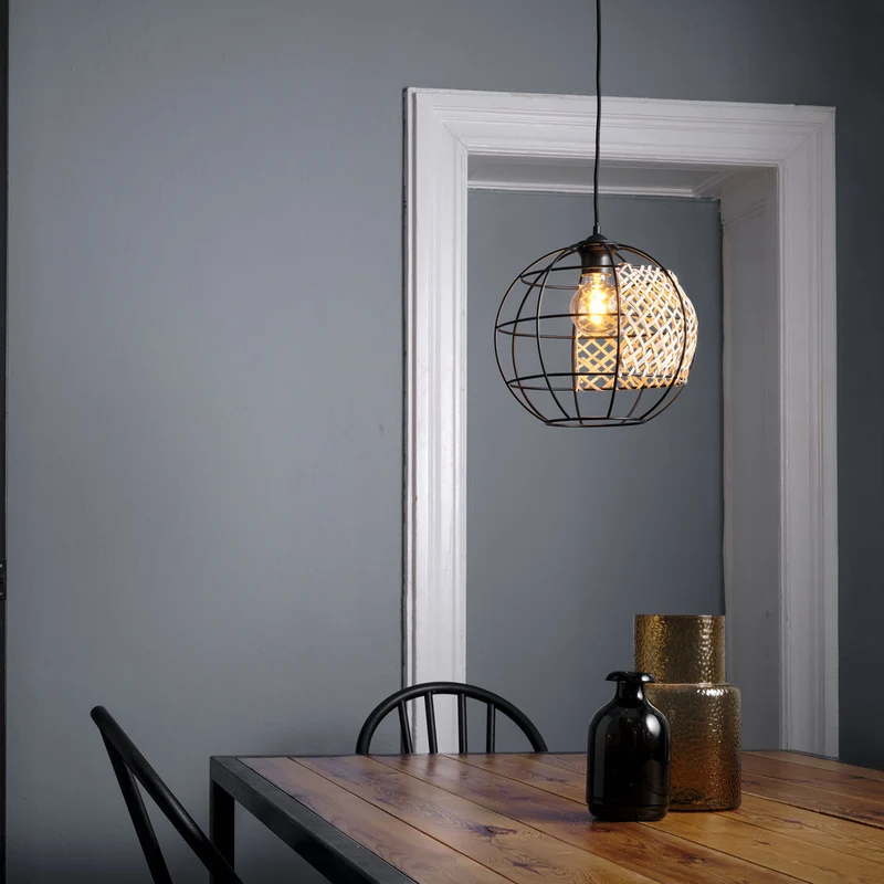 LEDVANCE DECOR Lampada a sospensione Cage Globe, nero/marrone, E27