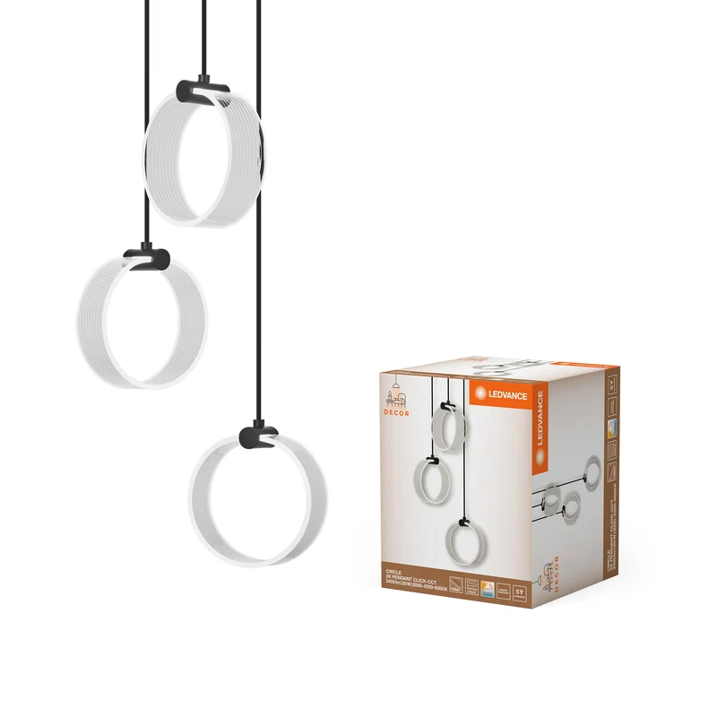 LEDVANCE DECOR Lampada a sospensione Circle, 3 pendenti, 20W, Click CCT Nero