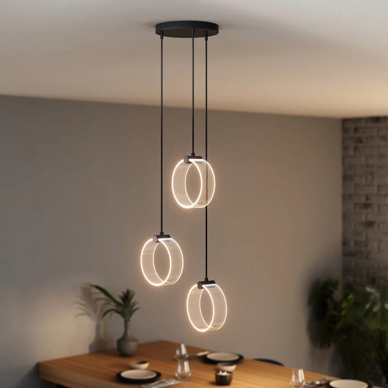 LEDVANCE DECOR Lampada a sospensione Circle, 3 pendenti, 20W, Click CCT Nero