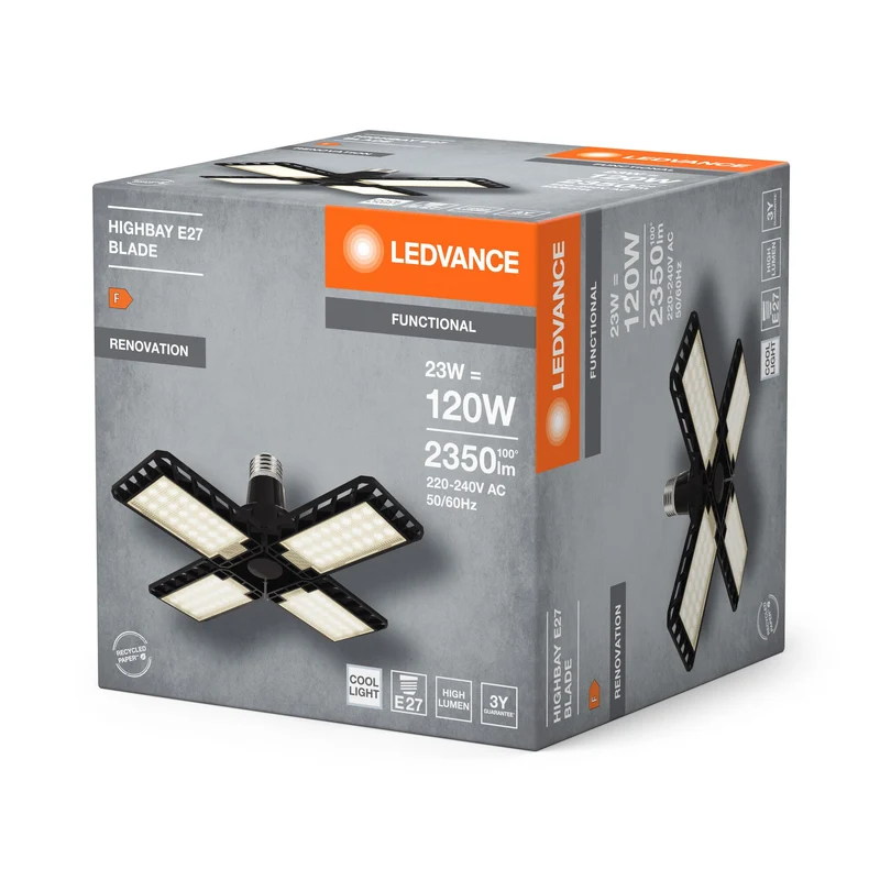 LEDVANCE Lampada da soffitto Highbay Blade con ali, 23W, E27