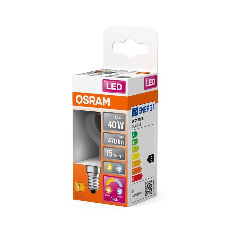 OSRAM LED RELAX e ACTIVE CLASSIC P, lampadina LED, 4W, 2700-4000K, Click CCT, E14