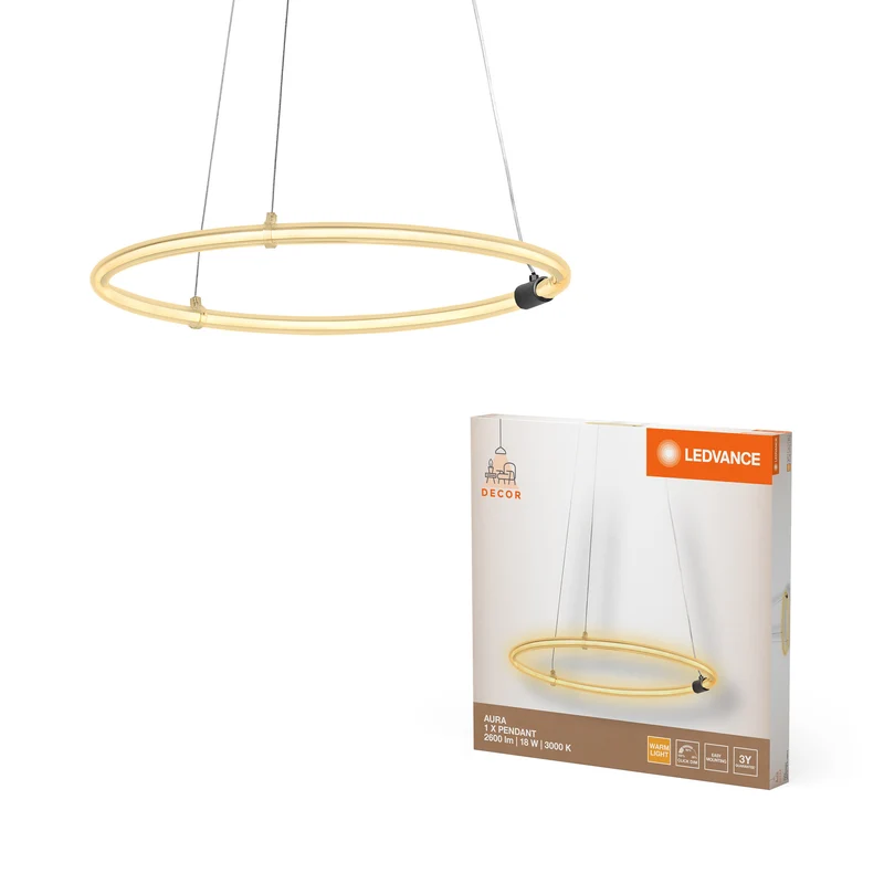 LEDVANCE DECOR Aura Lampada a sospensione, 18W, 3000K, 2000lm, Click DIM