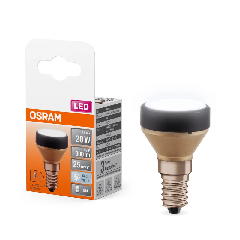 OSRAM LAMPADA LED PIATTA Lampada LED dal design ultracompatto, 4000k, 3.5W, opaca, E14, bianco freddo