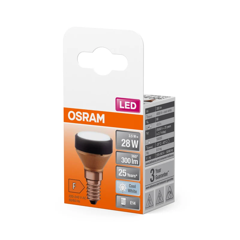 OSRAM LAMPADA LED PIATTA Lampada LED dal design ultracompatto, 4000k, 3.5W, opaca, E14, bianco freddo