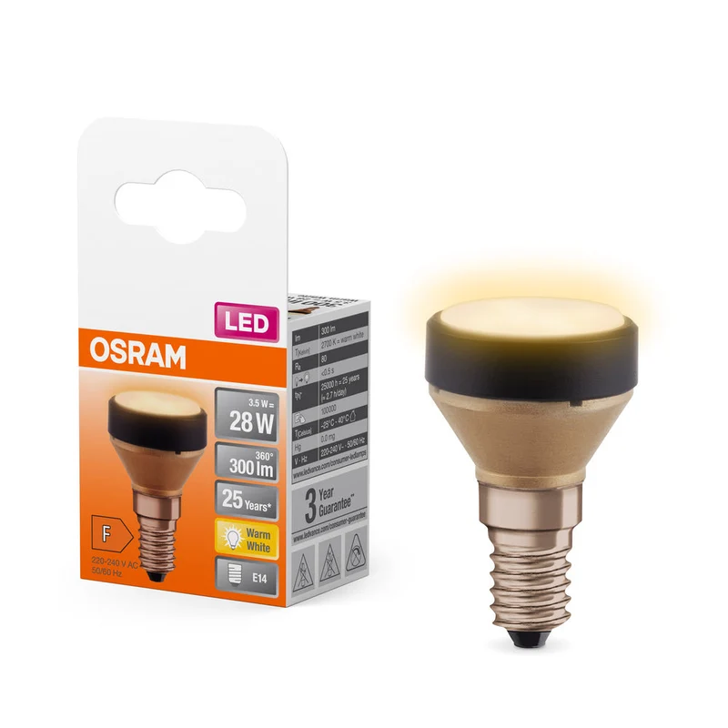 OSRAM LAMPADA LED PIATTA Lampada LED dal design ultracompatto, 2700K, 3.5W, opaca, E14, bianco caldo