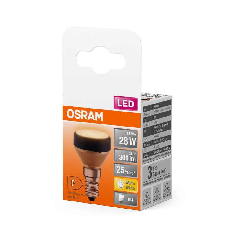 OSRAM LAMPADA LED PIATTA Lampada LED dal design ultracompatto, 2700K, 3.5W, opaca, E14, bianco caldo