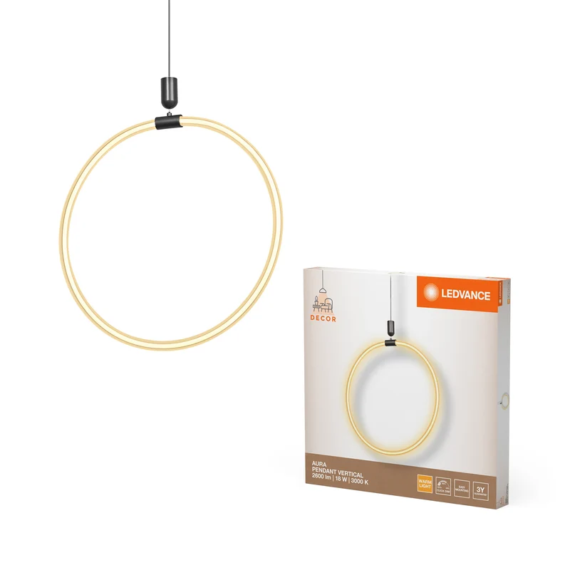 LEDVANCE DECOR Aura Lampada a sospensione Verticale, 18W, 3000K, 2000lm, Click DIM
