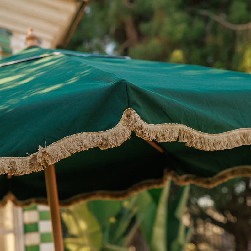 Ombrellone vintage verde con frange ø230 cm