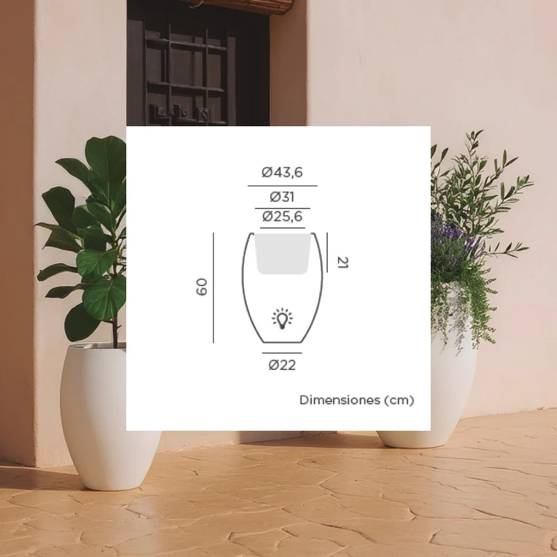 Vaso tondo con luce ALOE 45