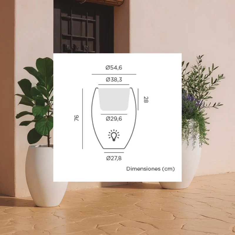 Vaso tondo con luce ALOE 45