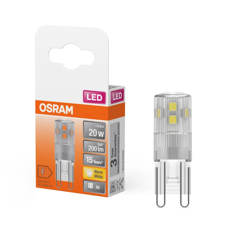 OSRAM LED Lampadina a spillo PIN 20 300° 1.9W 827 Chiaro G9, Bianco caldo