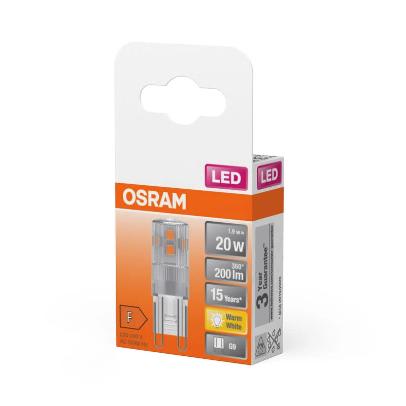 OSRAM LED Lampadina a spillo PIN 20 300° 1.9W 827 Chiaro G9, Bianco caldo