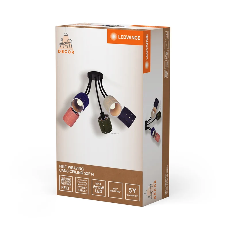 Lampada da soffitto LEDVANCE DECOR Decor Felt Weaving Cans, 5xE14