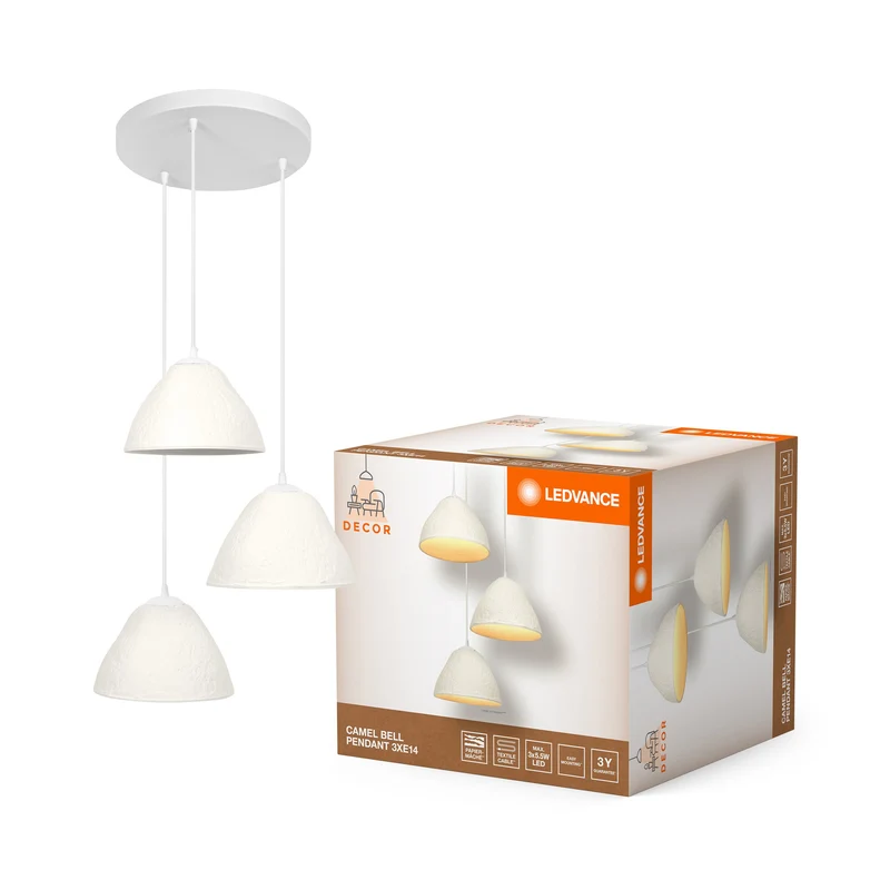 Lampada a sospensione LEDVANCE DECOR a 3 luci Decor Camel Bell bianca, E14