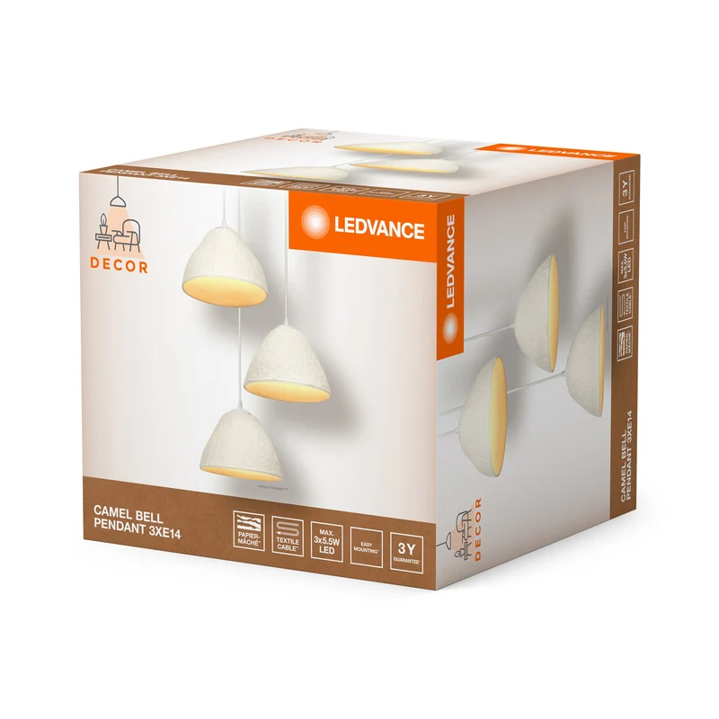 Lampada a sospensione LEDVANCE DECOR a 3 luci Decor Camel Bell bianca, E14