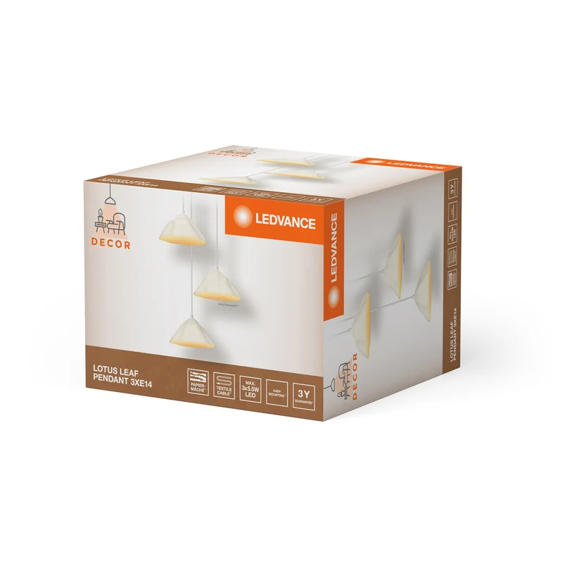 Lampada a sospensione LEDVANCE DECOR a 3 luci Decor Lotus Leaf bianca, E14