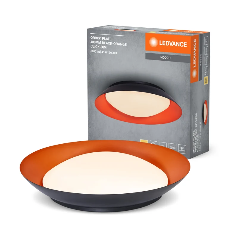 LEDVANCE ORBIS Plafoniera a piastra 45W 480mm nero/arancione