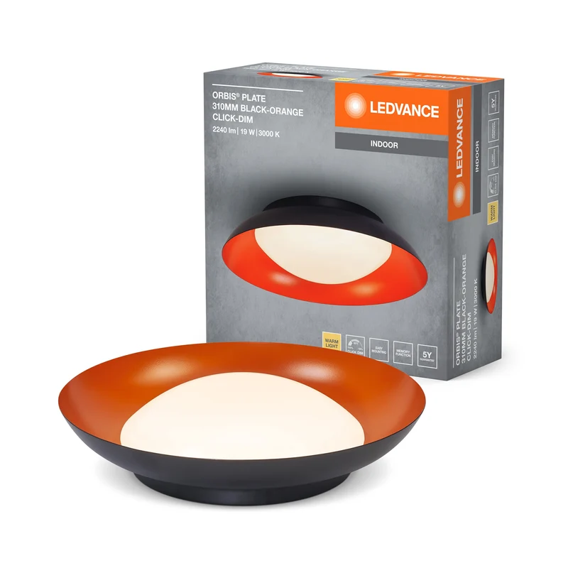 LEDVANCE ORBIS Plafoniera a piastra 19W 310mm nero/arancione