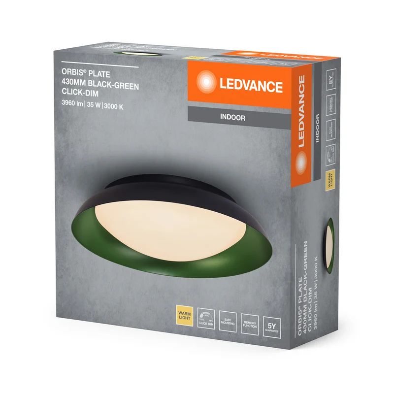 LEDVANCE ORBIS Plafoniera a piastra 35W 430mm nero/verde