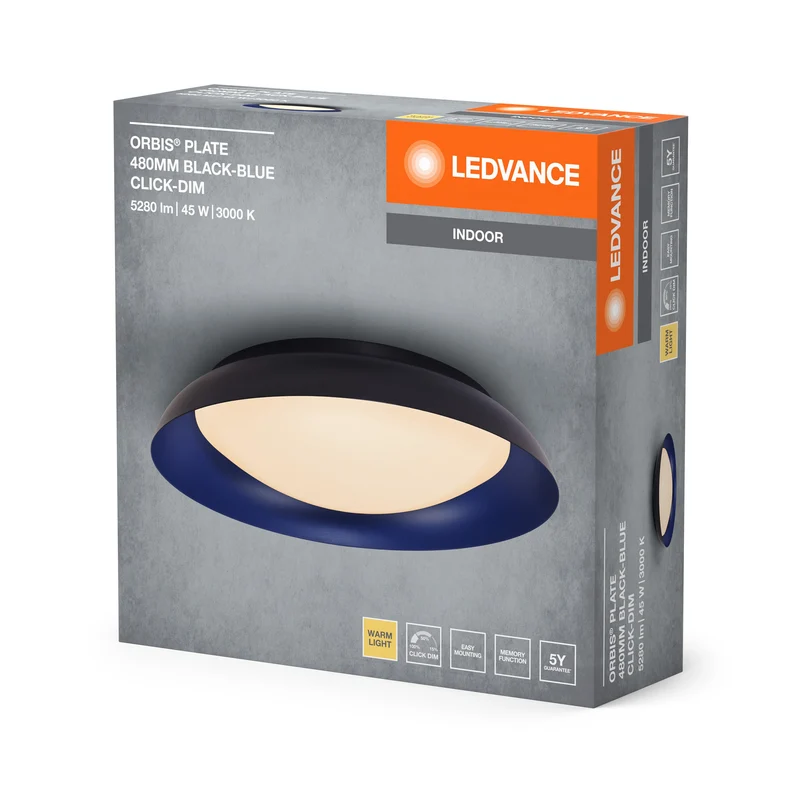 LEDVANCE ORBIS Plafoniera a piastra 45W 480mm nero/blu